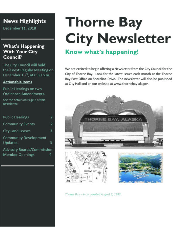 Thorne Bay Newsletters