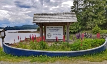 20190621TB Boat Ramp sign, flowers